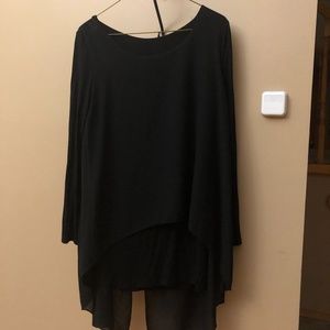 Women’s Black Blouse w/Sheer Top Layer